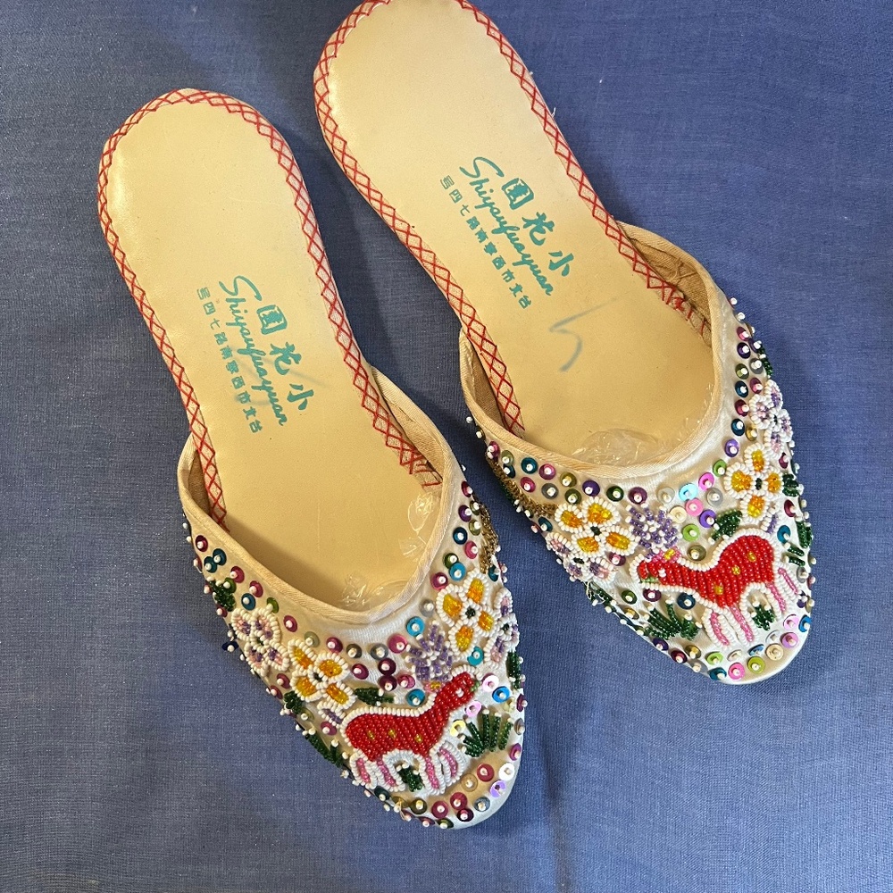 Hand beaded slippers